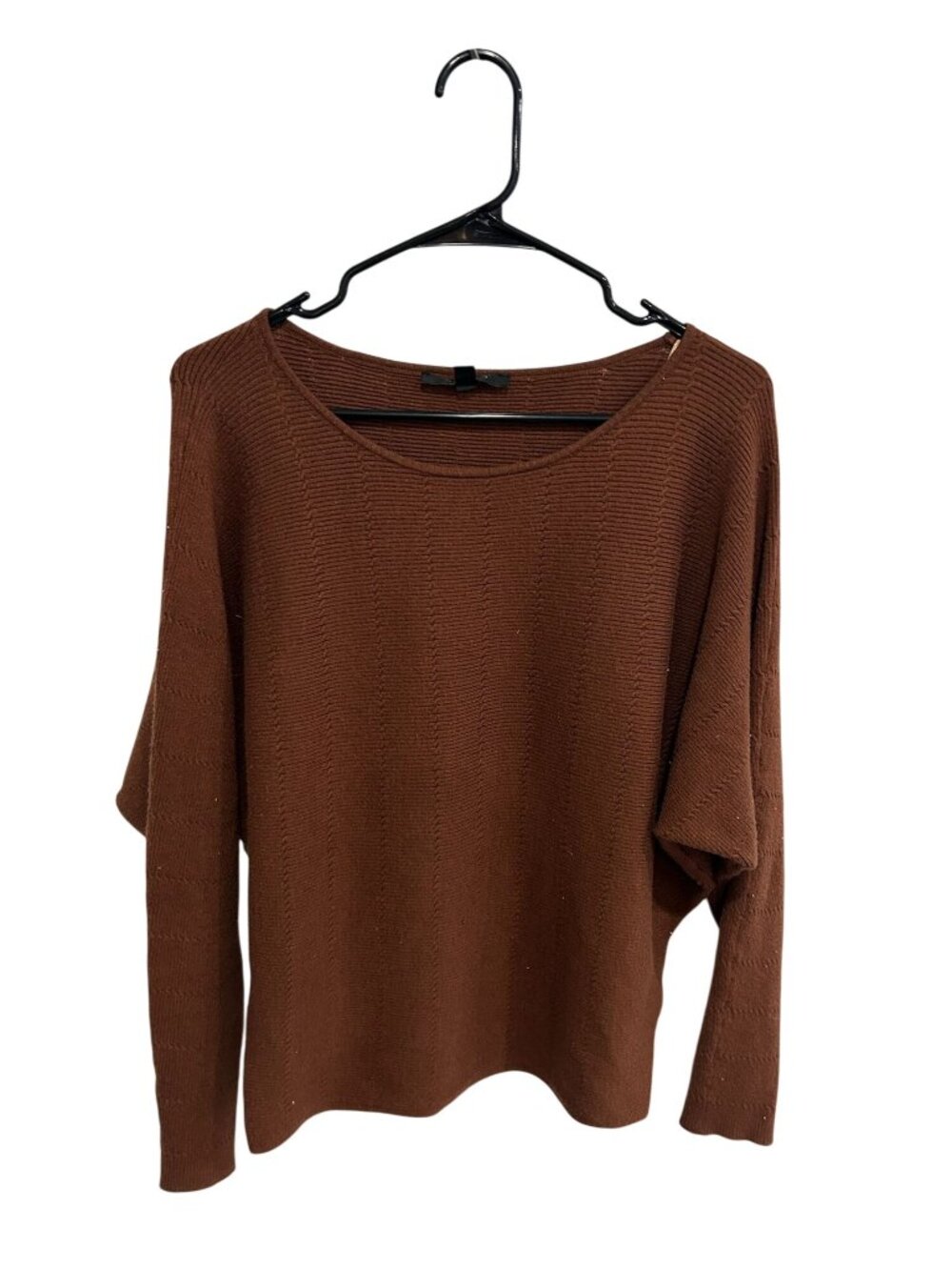 Cyrus Large Brown Knit Long Sleeve Sweater Scoop Neck Cozycore Neutral Aesthetic